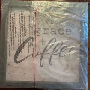 “Surviving on Grace and Coffee” Framed Coffee Art Print